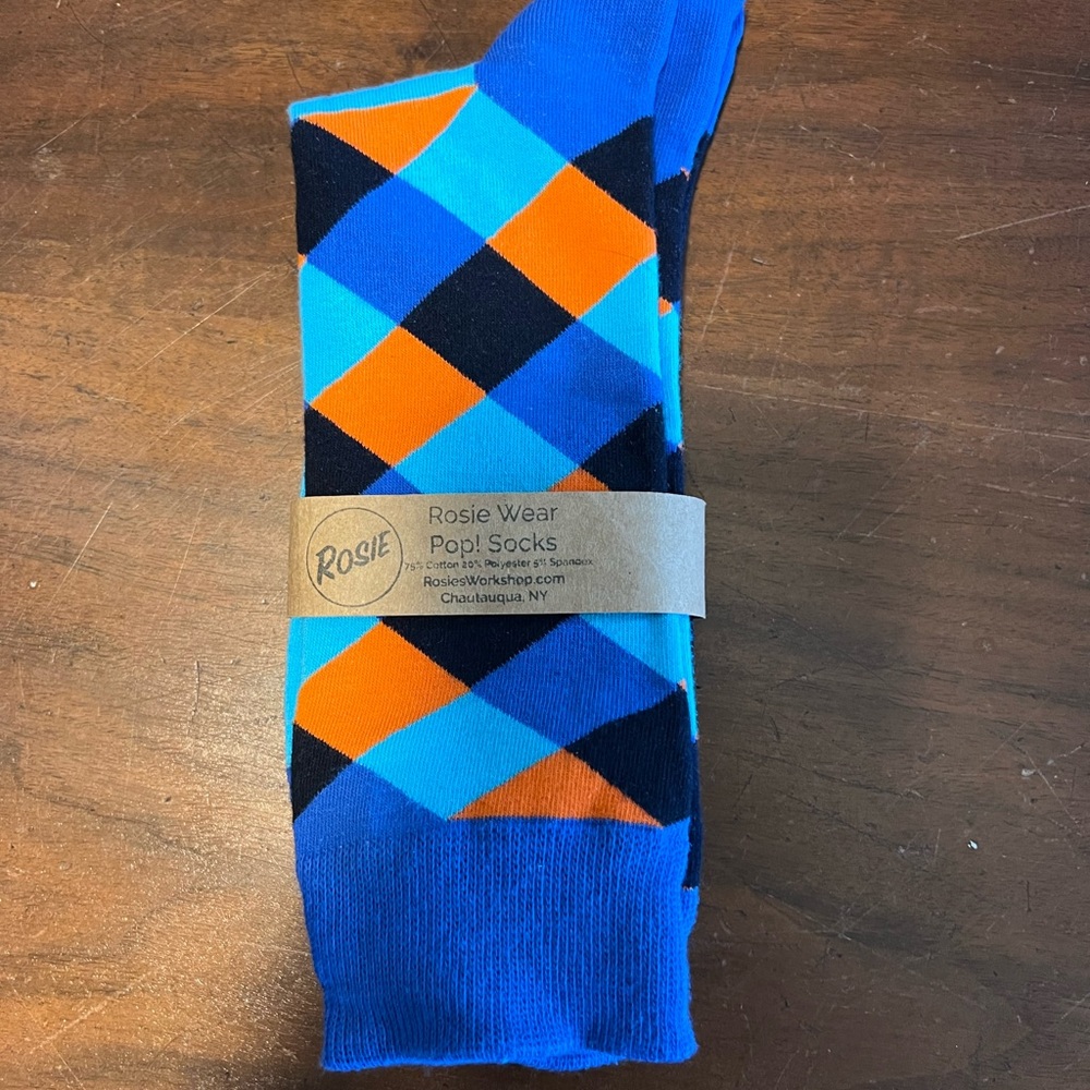Blue and Orange Argyle Socks